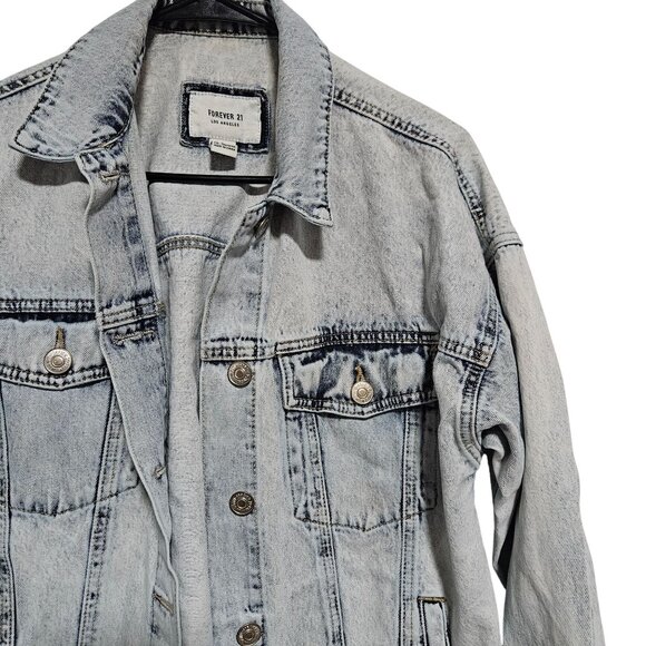Forever 21 Retro Jean Jacket Womens Size Small Light Wash Denim 80s 90s Fashion - Picture 3 of 5